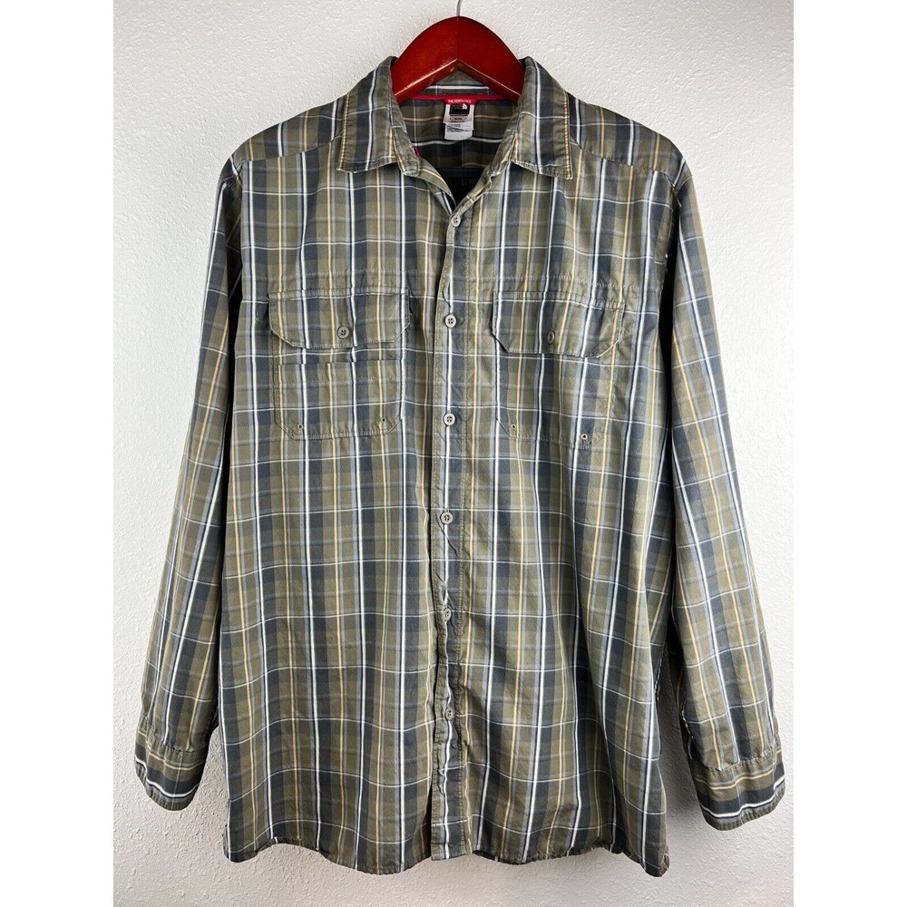 The North Face Men's XL Long Sleeve Button Up Shirt Green Plaid